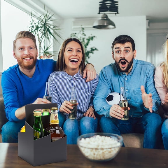 100 Pcs 50 Pcs 4 Cup Drink Carrier with Handle, Kraft Paperboard Beer Carrier, Disposable Drink Holder for Hot or Cold Drinks, 12-16 oz Bottle Holder for Food Delivery Beverages (Black)