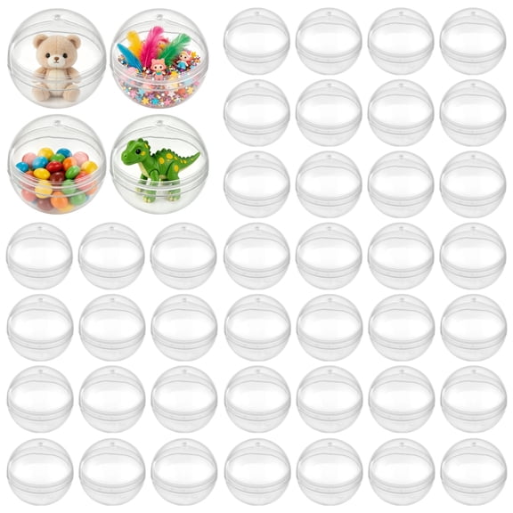 100 Pcs Vending Machine Capsules, 2 in Empty Transparent Round Fillable Ball Containers, Multipurpose Storage Holders for Easter, Birthday Parties, Toy Displays, Craft Storage