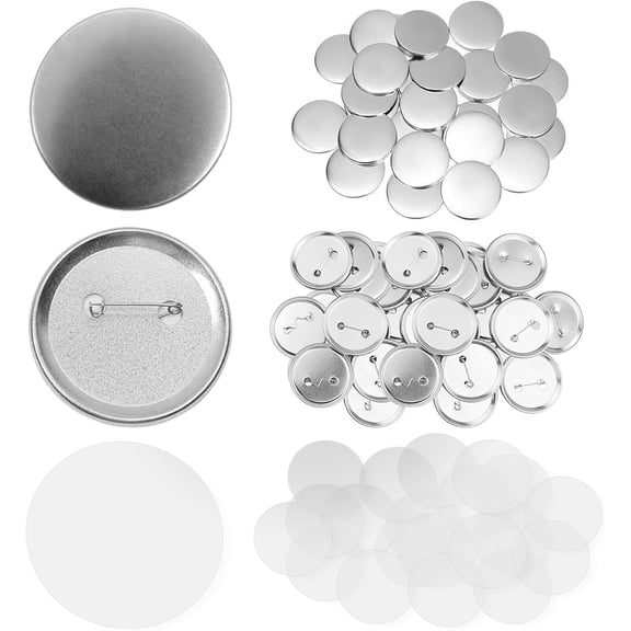 33sets 58mm/2.28 inch Button, 58mm Button Supplies Parts, (Approx. 2.25 inch) Round Badge Blank Button Pins, Includes Metal Pin Back Cover, Metal Cover, Clear Film 