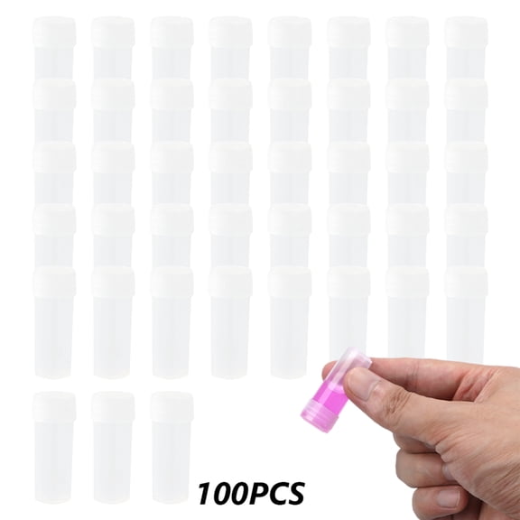 100 Pcs 5ml Mini Plastic Vials with Caps, Sealed PE Sample Bottles, Clear Small Storage Containers for Pills, Jewelry, Seeds, Powder
