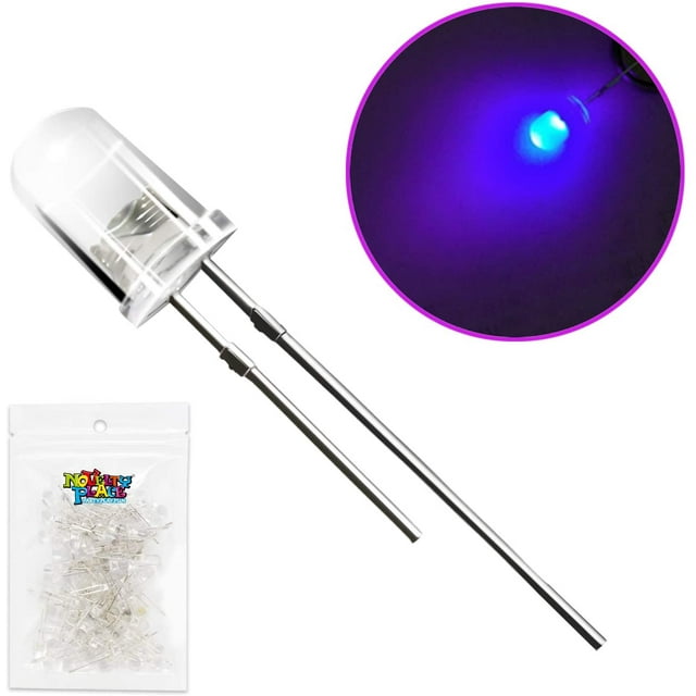 100 Pcs 5mm Blue LED Diode Lights - Clear Transparent Diodes LEDs Bulb