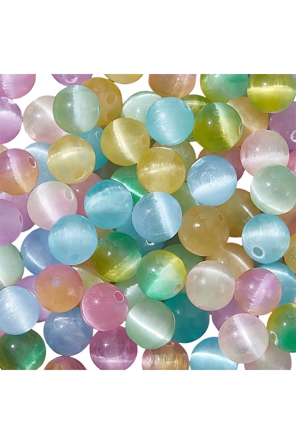 100 Pcs 6.5mm Natural Stone Beads 6.5mm Colorful Round Loose Beads Selenite Beads Spacer Beads for DIY Bracelet Necklace Jewelry Making Craft