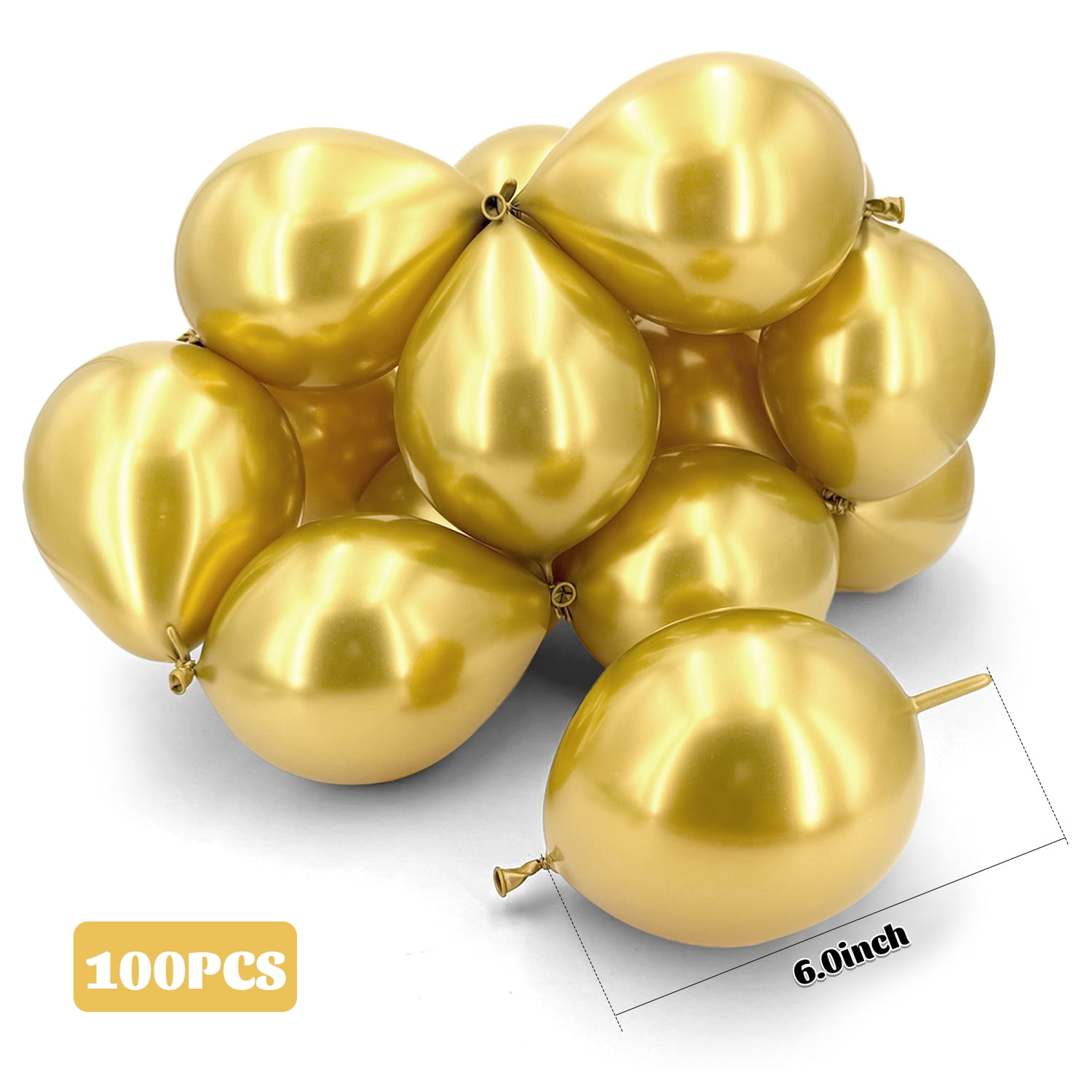 Qualatex 12 Inch Quick Link Balloons - Gold Metallic (Pack Of 5) For Balloon Chains & Decor - View #4