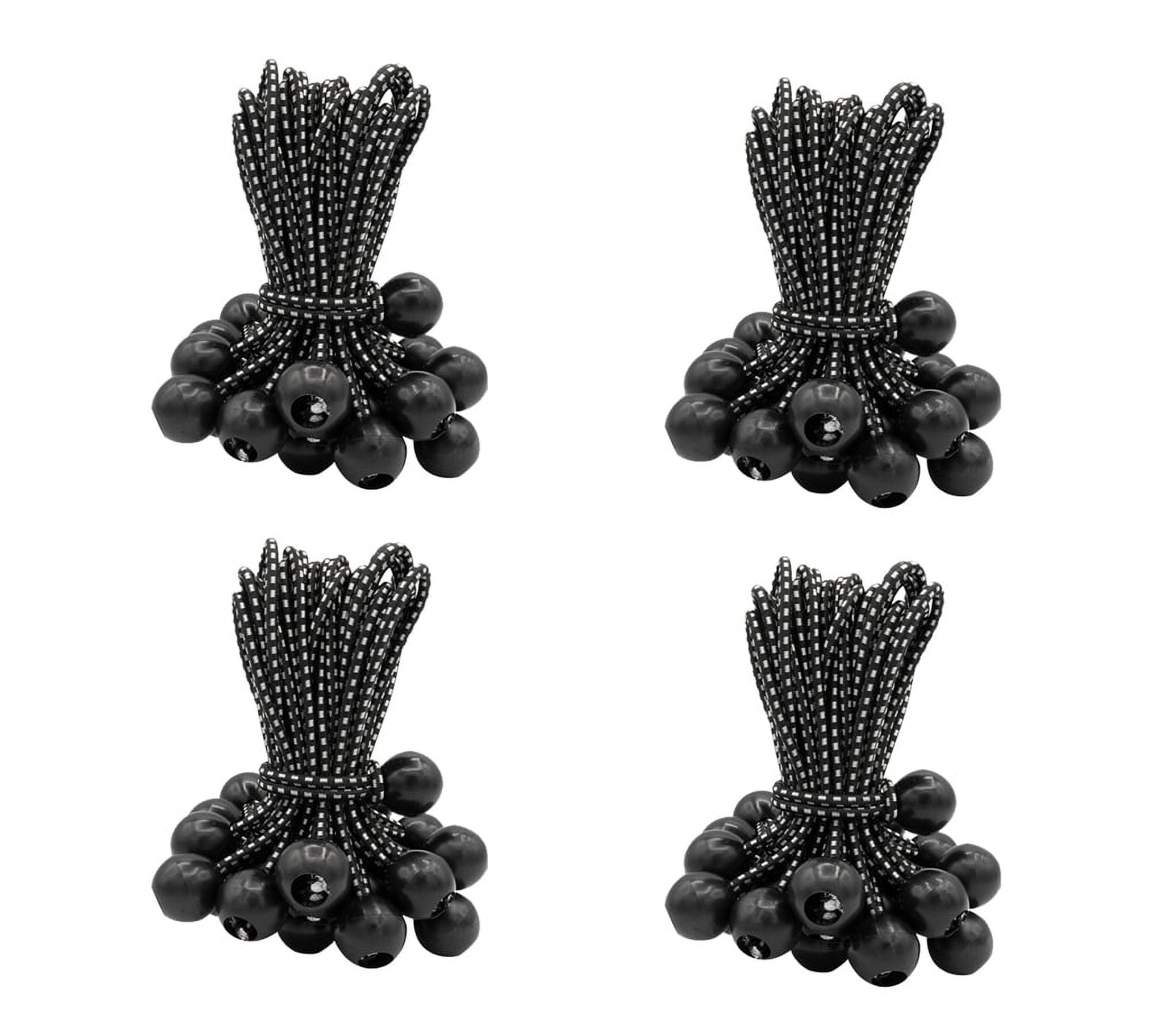(100 Pcs) 6 Inch Ball Bungee Cords for Tarp Tie Down - Heavy Duty Canopy Bungee Loop Cords w/ Balls for Camping, Shelter,Cargo,Tent Poles (5 MM Thick)