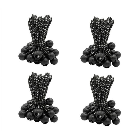 (100 Pcs) 6 Inch Ball Bungee Cords for Tarp Tie Down - Heavy Duty Canopy Bungee Loop Cords w/ Balls for Camping, Shelter,Cargo,Tent Poles (5 MM Thick)