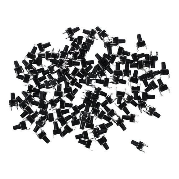 100 Pcs 6 x 6mm x 9.5mm PCB Momentary Tactile Tact Push Button Switch 4 Pin DIP,100 x Tact Switches,black & silver