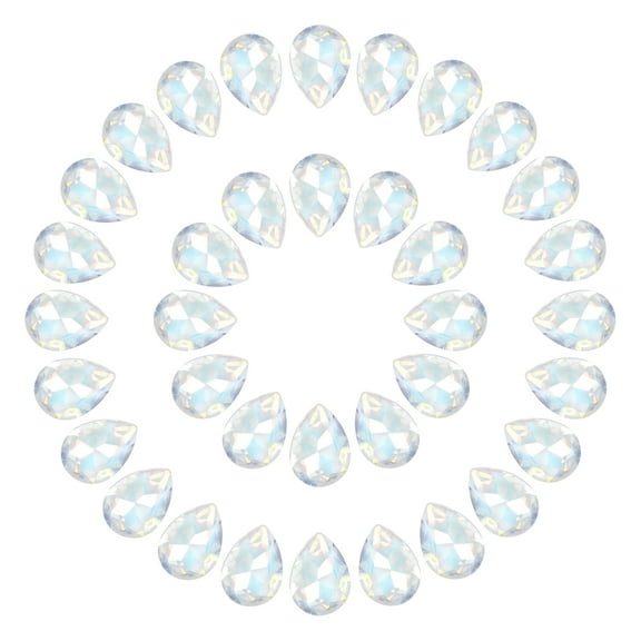 100 Pcs 6 x 8mm Teardrop Rhinestones Pointed Back Crystal Rhinestone Crystal Beads Gems for Crafts DIY Dress Jewelry Shoes Sewing Art Embellishments, Protein White