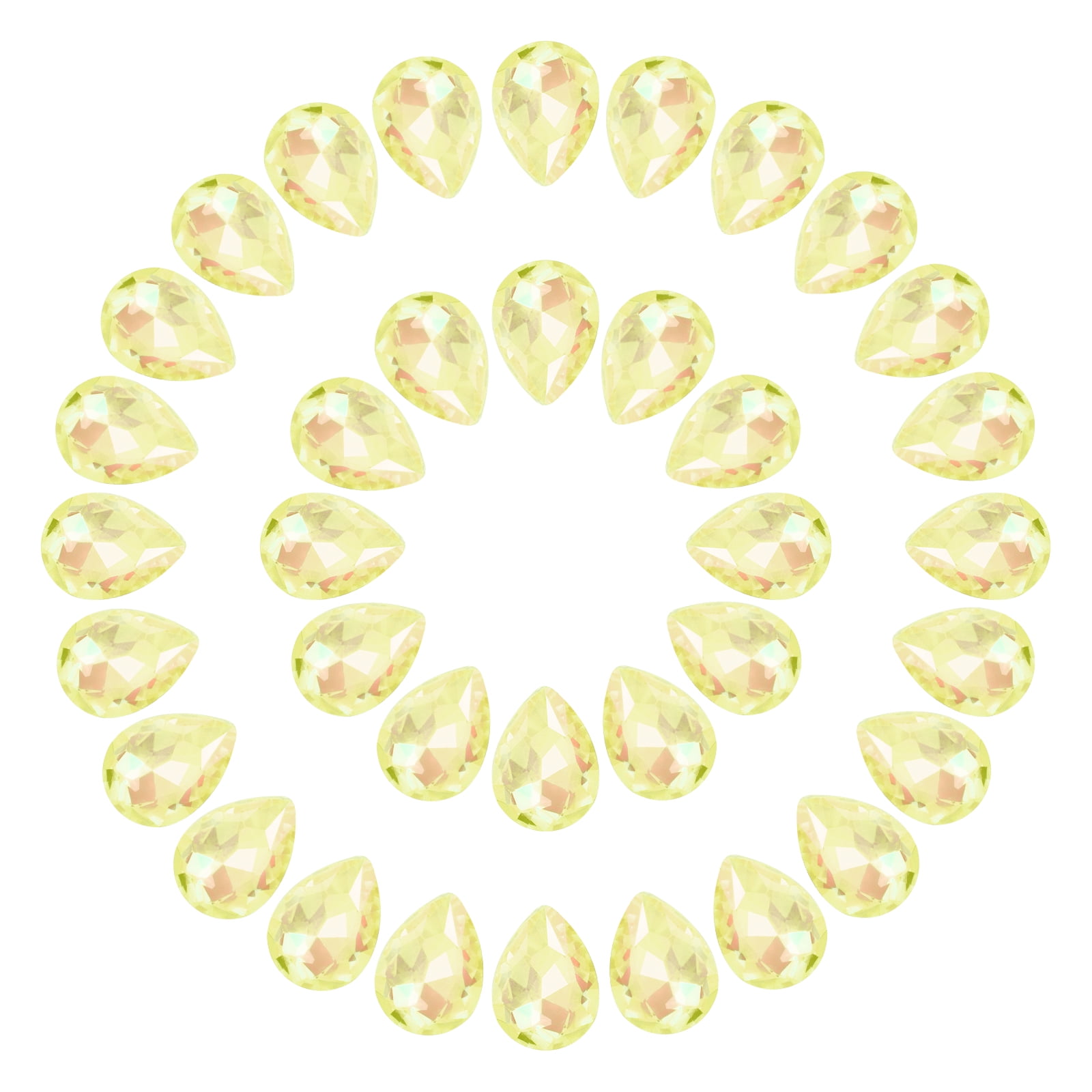 100 Pcs 6 x 8mm Teardrop Rhinestones Pointed Back Glass Rhinestone ...