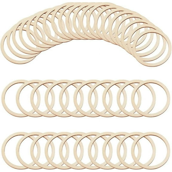 100 Pcs 60mm Unfinished Wood Pieces Rings Shape White Circle Ornaments Wood Linking Rings Blank Wooden Slices for Painting Pyrography Christmas Tree Home Decor 50mm Inner Diameter White
