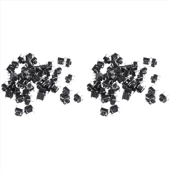 100 Pcs 6X6X5mm 4-Pin DIP Through Hole Momentary Tactile Push Button Switch,100 x Tact Switches,Black