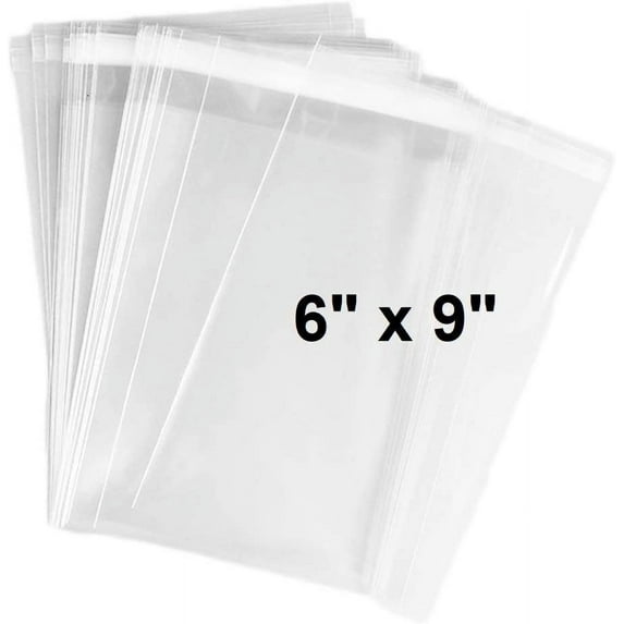 100 Pcs 6x9 Self-sealing Clear Cellophane Bags, Resealable Cello, for Bakery, Candle, Soap, Cookie, greeting cards, and much more.