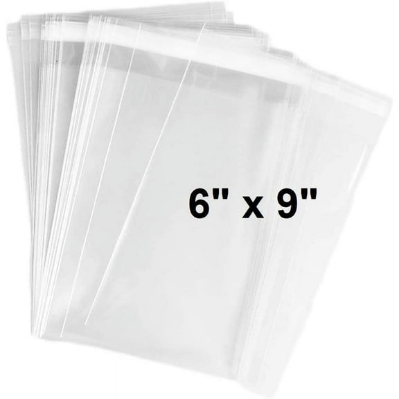 100 Pcs 6x9 Self-sealing Clear Cellophane Bags, Resealable Cello, for Bakery, Candle, Soap, Cookie, greeting cards, and much more.