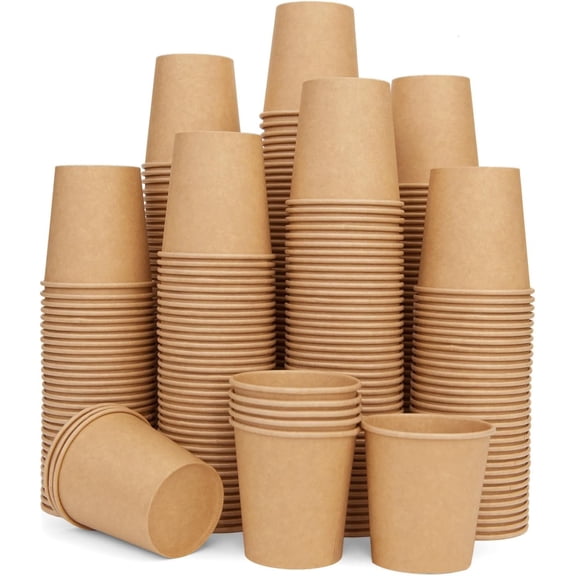 100 Pcs 7 oz Kraft Paper Cups, Disposable Hot Cold Beverage Cups for Coffee Tea Juice Espresso