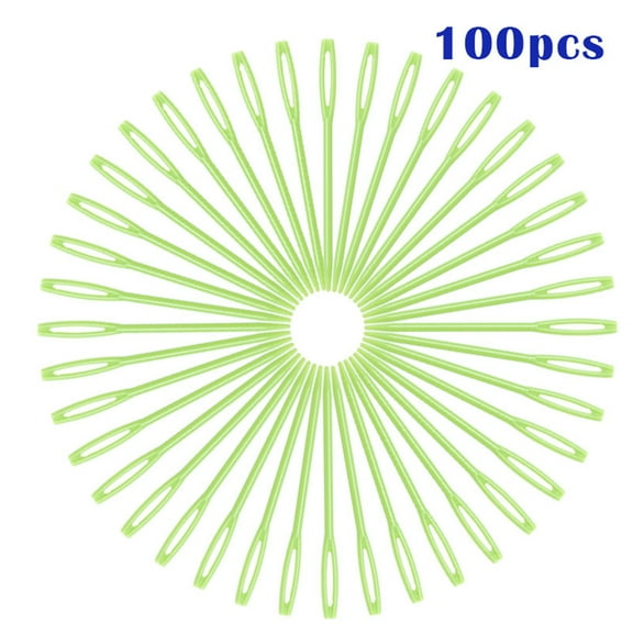 100 Pcs 7CM Plastic Sewing Needles Craft Needles Safety Needles Darning Tapestry Needles for Kids DIY Sewing Wool,Green