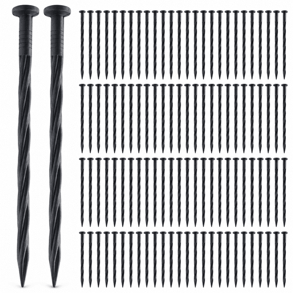 100 Pcs 8-Inch Plastic Landscape Stakes,8-Inch Plastic Landscape Edging Stakes,Spiral Garden Anchor Nails for Courtyard Gardens,Heavy Duty Landscape Anchoring Spikes for Edging & Terrace Board