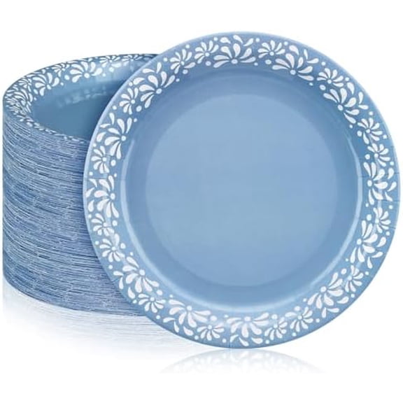 100 Pcs 9 Inch Blue Cielito Lindo Party Decoration Cielito Lindo Paper Plates Platos De Barro Mexican Plates for Baby Shower Talavera Wedding