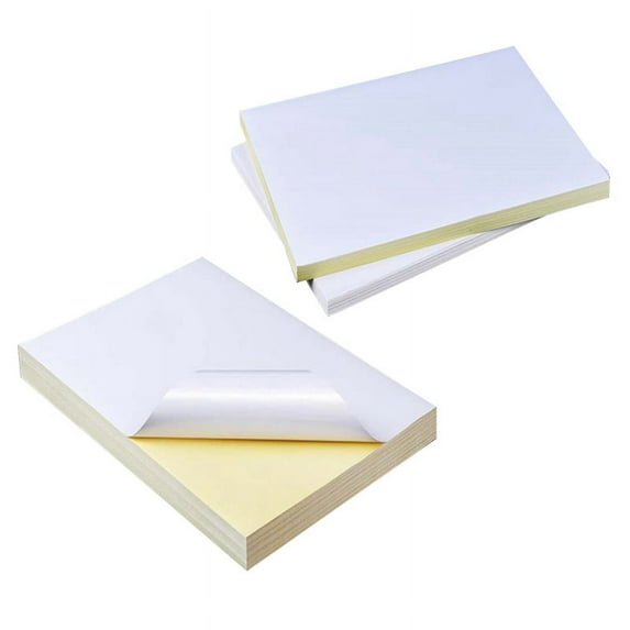 100 Pcs A4 White Self Adhesive Waterproof Sticker for Inkjet Printer Copier, 50 Pcs Glossy & 50 Pcs Matte