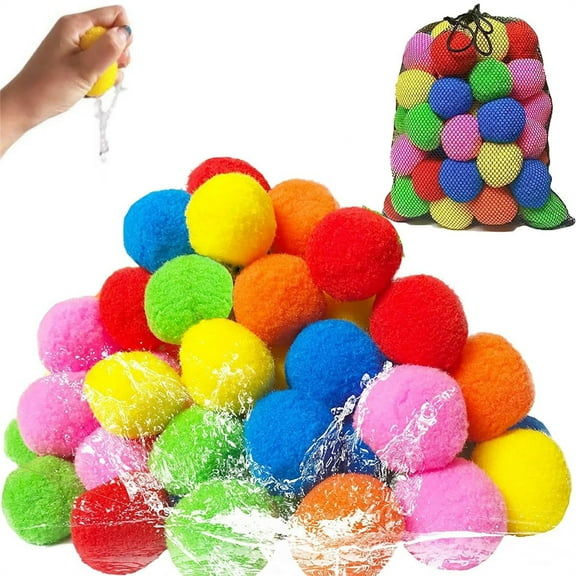 100 Pcs Absorbent Water Balls Reusable Water Balloons Colourful Water Fight Sponge Balls Water Toys for Beach Pool Yard Party Games By Scheam