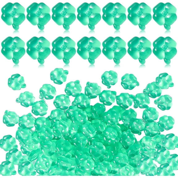 100 Pcs Acrylic Four Leaf Clover Ornaments Mini Green Clover St. Patrick's Day Resin Shamrock Tiny Lucky Clover for Crafts St. Patrick's Day Home Desktop Vase Filler Decorations