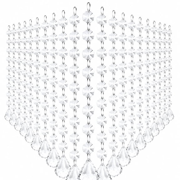 100 Pcs Acrylic Hanging Crystals for Centerpieces, Chandelier, Window, Home Decoration Clear Crystal Garland Strands, Maple Leaf Prisms, Lightweight Shatterproof