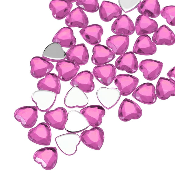 100 Pcs Acrylic Heart Rhinestone 8mm Flat Back Plastic Gems Jewelry Stickers for Craft Bead Face Painting Costume Jewelry Making, Peach Red