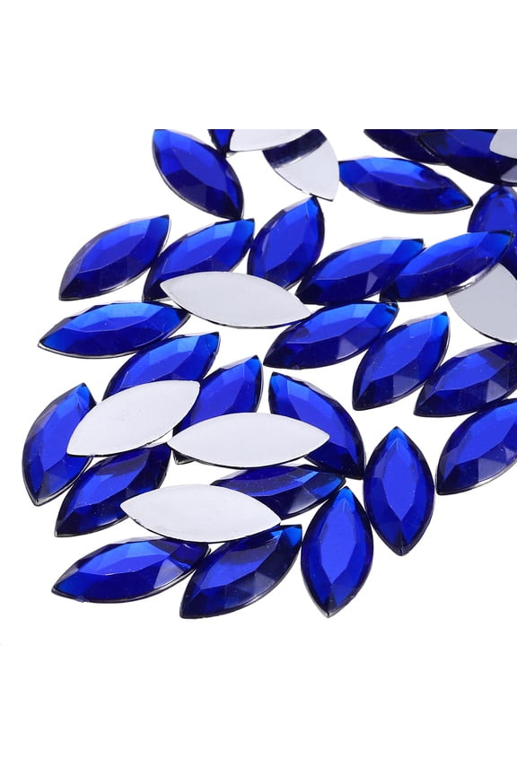 100 Pcs Acrylic Horse Eye Gems, Dark Blue Rhinestones 20x9mm Flat Back Gems Flat Back Crystal Rhinestones Bulk Gems for Crafting Rhinestones for Clothes Crafting Bedazzling Nails