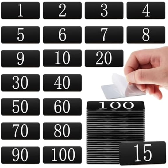 100 Pcs Acrylic Locker Numbered Plates Tag Stickers 2.4 x 1 Inch Number 1-100 Rectangle Table Door Sign House Room Number Self-Adhesive Tape for Door House Office$$