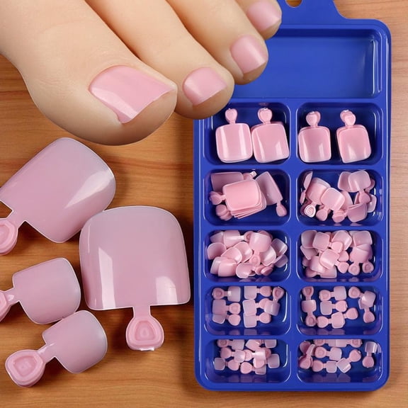 100 Pcs Acrylic Toenail Stickers with Film Artificial Fake Nails for Women