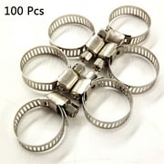 100 Pcs Adjustable Stainless Steel Fuel Line Hose Clamps 3/4-1 inch Worm Drive Hose Clamps Kit for Plumbing Automotive Mechanical Applications