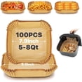 thumbnail image 1 of 100 Pcs Air Fryer Disposable Paper Liner - 7.9 Inch Non-stick Airfryer Parchment Paper Liners Sheets Square for Microwave Oven Baking Roasting, 1 of 6