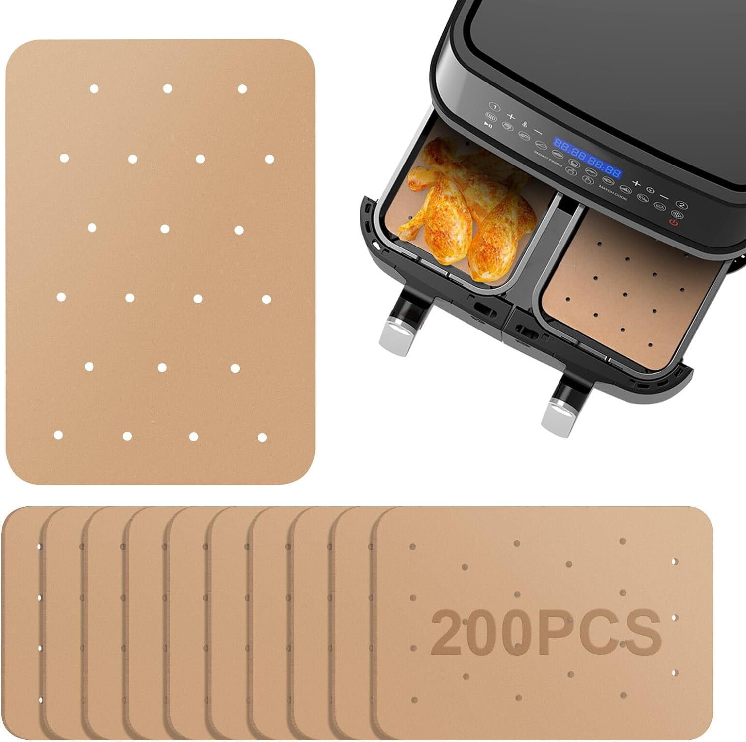 100 Pcs Air Fryer Paper Liners, Air Fryer Liners for Ninja Foodi Dual