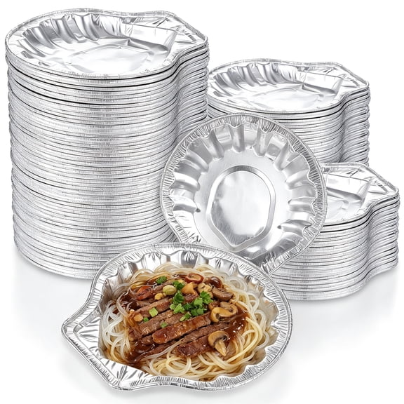 100 Pcs Aluminum Foil Clam Shells, Disposable Baking Tins, Oyster Dish Pie Pans, High Heat Resistant Foil Shell Plates for Seafood, Vermicelli, Appetizer Portion Servings