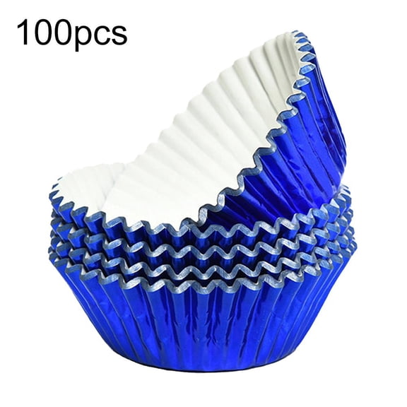 100 Pcs Aluminum Foil Cupcake Liners, Food Grade Greaseproof Muffin Baking Cups, Standard Size 2" Paper Holders for Wedding, Birthday Party