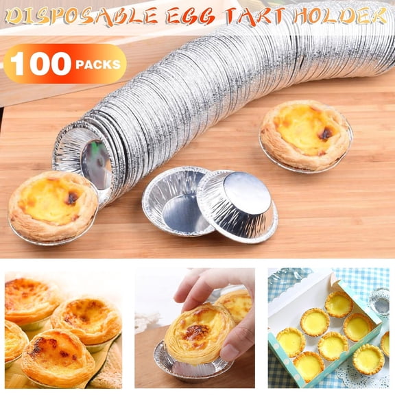 100 Pcs Aluminum Foil Mini Pans, Great for Baking Tarts, Quiche, Pudding, etc.