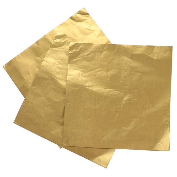 ULTNICE 100Pcs Aluminium Foil Paper Golden Wrapping Paper for Chocolate Candy Packaging and Decorations