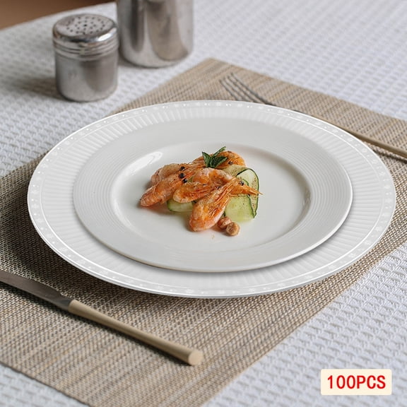 100 Pcs Antique Charger Plates, Decorative Dinner Table Plastic Charger Plates