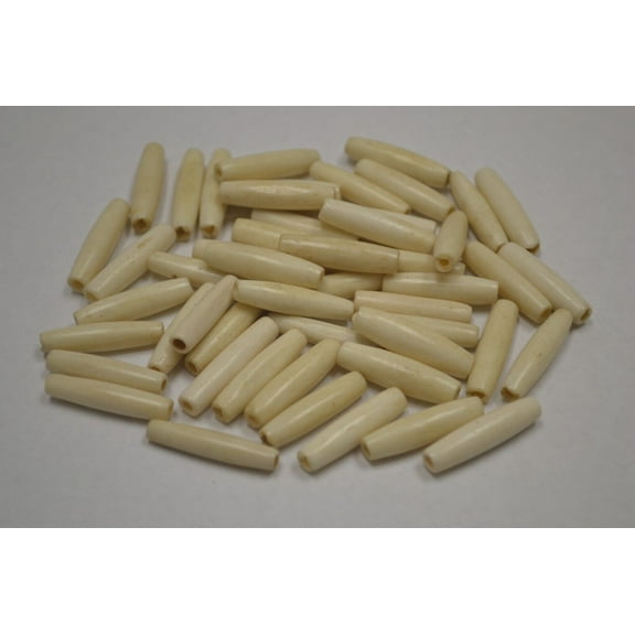 100 Pcs Antique Tan Brown Buffalo Bone Hairpipe Tube Beads 1"