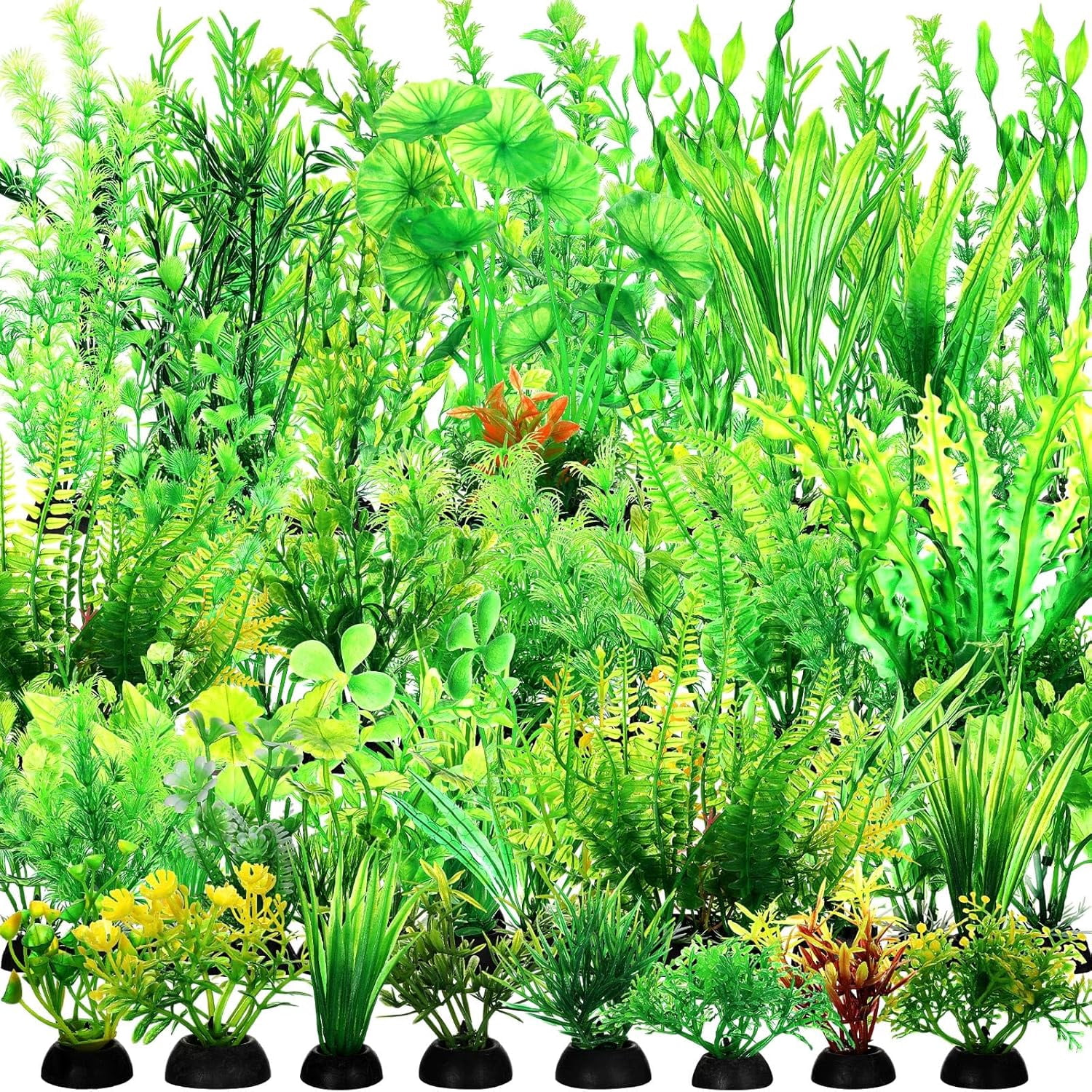 100 Pcs Aquarium Plants Artificial Fish Tank Decorations 1.57 to 11.81 Inches Plastic Fish Tank Plants Turtle Betta Accessories for Household and Office, 45 Styles