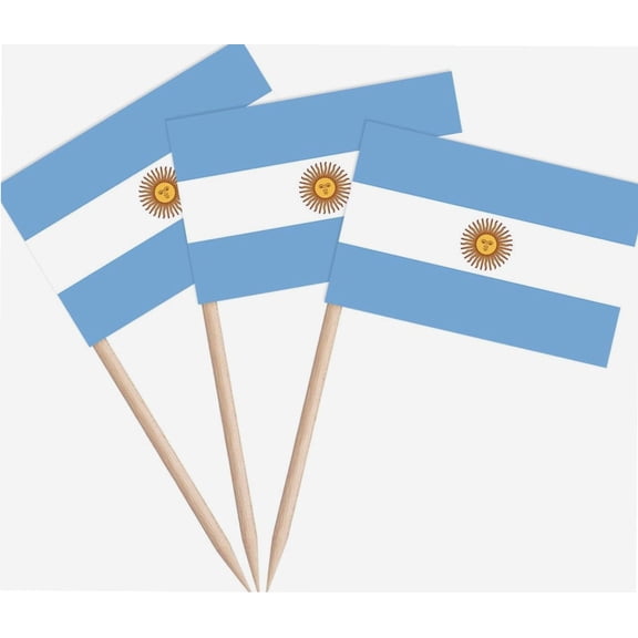 100 Pcs Argentina Toothpick Flag Toothpicks Flags for Cocktail and Cake Decoration at Parties Celebrations and Sports Events