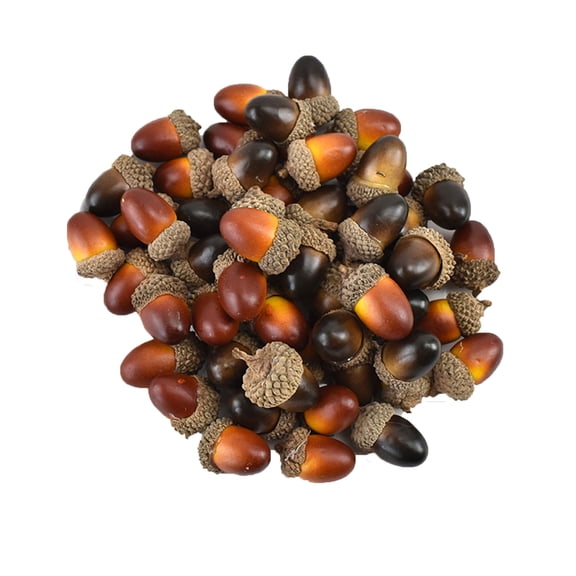 100 Pcs Artificial Acorns, Lifelike Plastic Fake Nuts for Fall Vase Filler Decor, 1.37in
