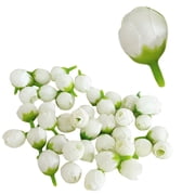100 Pcs Artificial Flower Bud Heads,Fake Silk Peony Flower Heads,Artificial Rose Bud Flower Heads,Mini Fake Rose Flower Heads,Flower Buds For Diy Bouquet Home Decor Wedding Craft Decorations,White