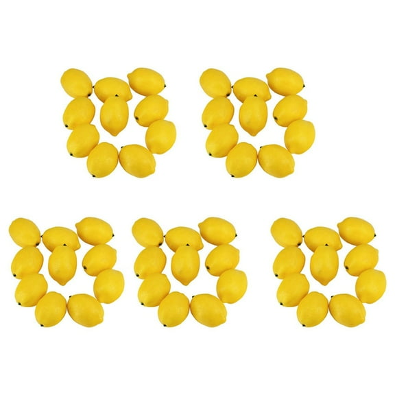 100 Pcs Artificial Lemons Fake Lemons Faux Lemons Fruits in Yellow 3 Inch Long X 2 Inch Wide