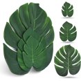 thumbnail image 1 of 100 Pcs Artificial Palm Leaves 7 Kinds Faux Tropical Monstera Leaves with Stems for Hawaiian Luau Party Jungle Beach Theme Party Table Leave Decorations A, 1 of 4