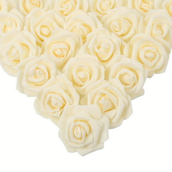 100 Pcs Artificial Rose Flower Heads, Real Looking Foam Fake Roses for DIY Wedding Baby Shower Centerpieces Arrangements Party Tables Home Decorations