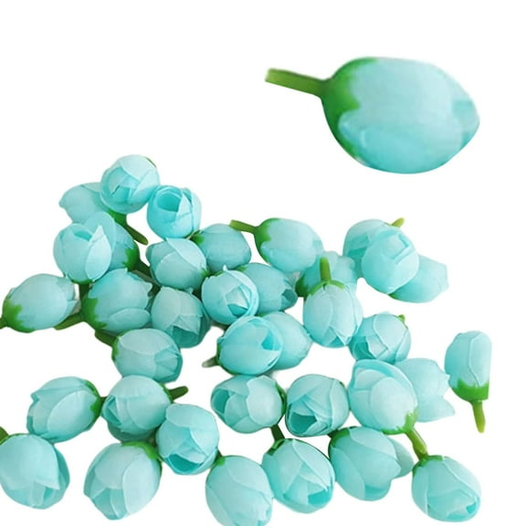 100 Pcs Artificial Roses Buds, 1.2'' Mini Silk Rose Flower Heads for DIY Crafts, Wedding Decor, Bouquet Decor, Corsages, Scrapbooking & Home Decor, Fake Flower Heads, Mint Green