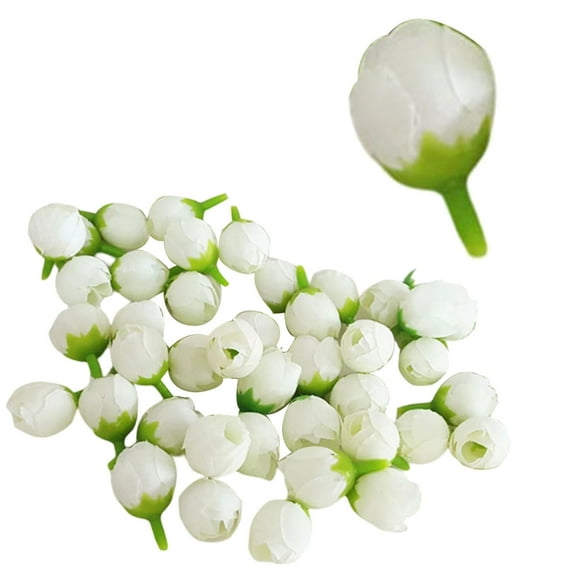 100 Pcs Artificial Roses Buds, 1.2'' Mini Silk Rose Flower Heads for DIY Crafts, Wedding Decor, Bouquet Decor, Corsages, Scrapbooking & Home Decor, Fake Flower Heads, White