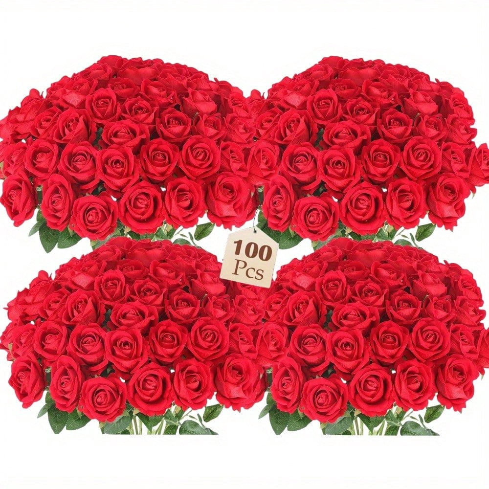 40 Count Fake Roses 100 Pcs Artificial Roses In Bulk, Fake Silk Roses Realistic White Roses ...