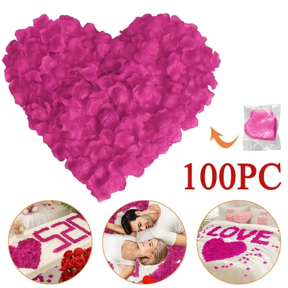 100 Pcs Artificial Silk Rose Petals Decoration Wedding Party Color magenta
