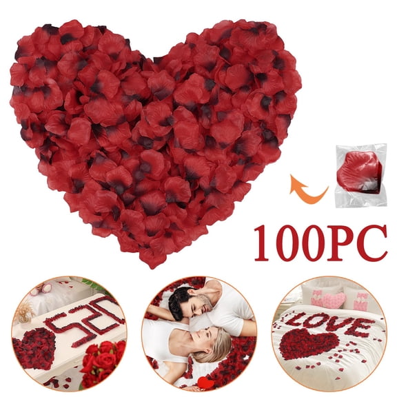 100 Pcs Artificial Silk Rose Petals,Fake Roses Petal Faux Flowers, Rose Petals For Wedding,Artificial Roses Petals For Valentines, Proposal, Anniversary, Wedding Love Party Decorations,(R)