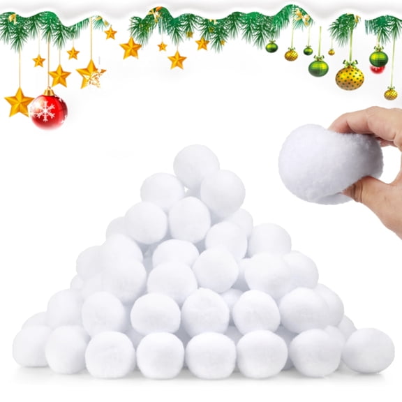 100 Pcs Artificial Snowballs, 2.4 in Realistic Soft White Balls for Indoor Outdoor Snow Fights, Christmas Tree Embellishments